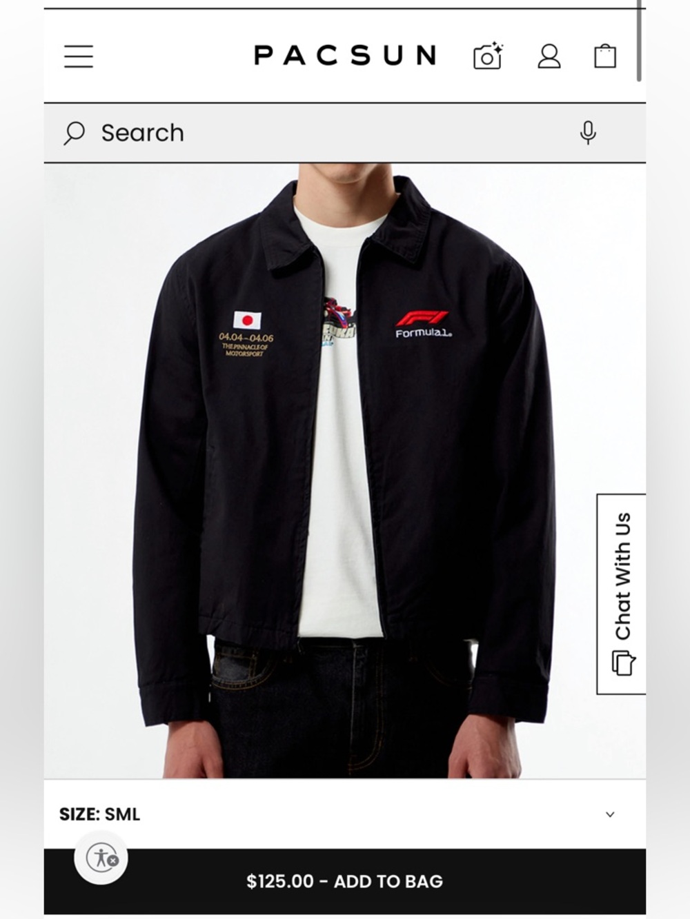 PacSun Black Formula Lightweight Zip Jacket with Red Logo